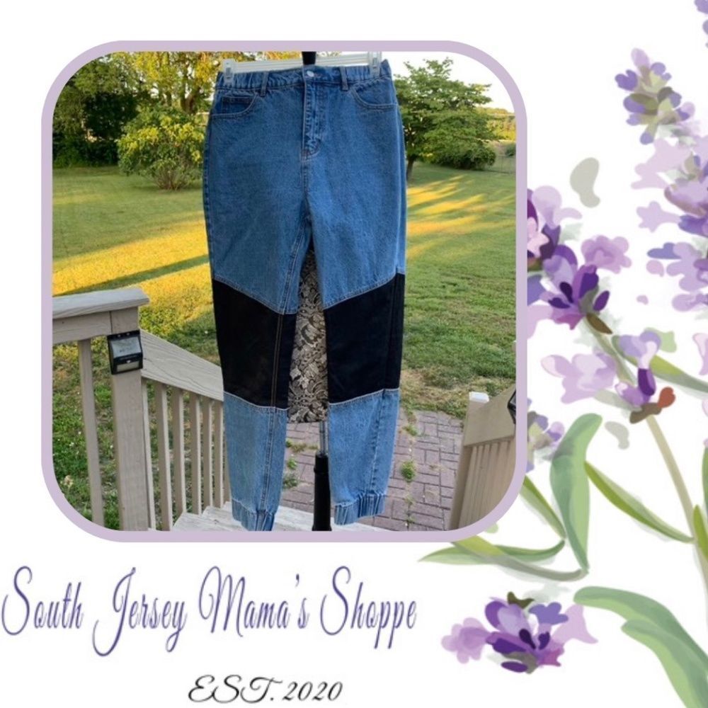 Anika Size L Denim Baggy Retro Jeans Windbreaker Patches (C121)